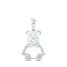 Load image into Gallery viewer, Charming Companion Diamond Pendant Top view from the 10Kt White Gold Womens Round Diamond Teddy Bear Animal Pendant 1 10 Cttwpin230299 collection by Splendid Jewellery
