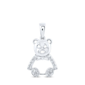 Charming Companion Diamond Pendant Top view from the 10Kt White Gold Womens Round Diamond Teddy Bear Animal Pendant 1 10 Cttwpin230299 collection by Splendid Jewellery