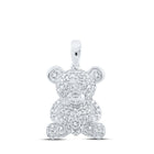 Enchanting White Gold Diamond Teddy Bear Pendant Top view from the 10Kt White Gold Womens Round Diamond Teddy Bear Animal Pendant 1 2 Cttwpin230262 collection by Splendid Jewellery