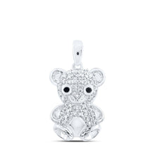 Load image into Gallery viewer, Enchanting Diamond Teddy Bear Pendant Top view from the 10Kt White Gold Womens Round Diamond Teddy Bear Animal Pendant 1 5 Cttwpin230294 collection by Splendid Jewellery