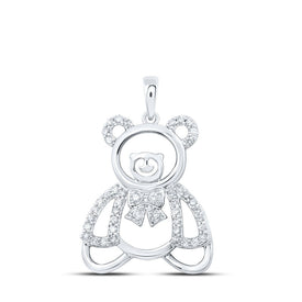 Charming White Gold Teddy Bear Diamond Pendant Top view from the 10Kt White Gold Womens Round Diamond Teddy Bear Animal Pendant 1 5 Cttwpin230264 collection by Splendid Jewellery