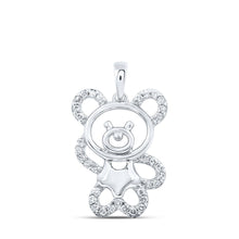 Load image into Gallery viewer, Charming Teddy Bear Diamond Pendant Top view from the 10Kt White Gold Womens Round Diamond Teddy Bear Animal Pendant 1 6 Cttwpin230239 collection by Splendid Jewellery