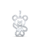 Charming Teddy Bear Diamond Pendant Top view from the 10Kt White Gold Womens Round Diamond Teddy Bear Animal Pendant 1 6 Cttwpin230239 collection by Splendid Jewellery