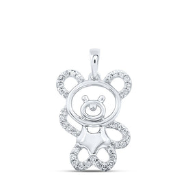 Charming Teddy Bear Diamond Pendant Top view from the 10Kt White Gold Womens Round Diamond Teddy Bear Animal Pendant 1 6 Cttwpin230239 collection by Splendid Jewellery