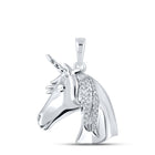 Enchanted Unicorn Diamond Pendant Top view from the 10Kt White Gold Womens Round Diamond Unicorn Animal Pendant 1 20 Cttwpin214026 collection by Splendid Jewellery