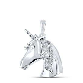 Enchanted Unicorn Diamond Pendant Top view from the 10Kt White Gold Womens Round Diamond Unicorn Animal Pendant 1 20 Cttwpin214026 collection by Splendid Jewellery