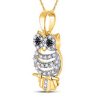 Captivating "Owl's Elegance" 10kt Yellow Gold Diamond Animal & Bug Pendant product Side View from Splendid Jewellery