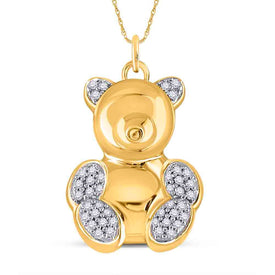 Enchanting 10kt Yellow Gold Diamond Bear Pendant product  Top View from Splendid Jewellery