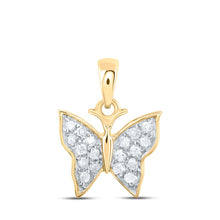 Load image into Gallery viewer, Enchanting Gold Butterfly Diamond Pendant product  Top View from Splendid Jewellery