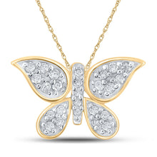 Load image into Gallery viewer, Enchanting Diamond Butterfly Pendant in 10kt Yellow Gold product  Top View from Splendid Jewellery