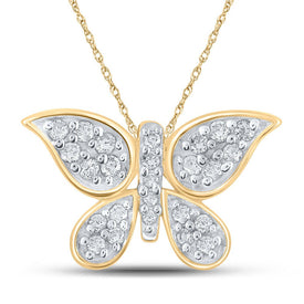 Enchanting Diamond Butterfly Pendant in 10kt Yellow Gold product  Top View from Splendid Jewellery