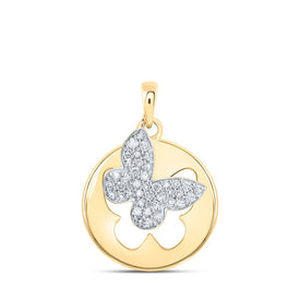 Enchanting Flutter: 10kt Yellow Gold Diamond Butterfly Pendant product  Top View from Splendid Jewellery