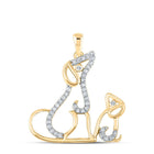 Enchanting Canine Sparkle Pendant | 10kt Yellow Gold Womens Round Diamond Dog Puppy Pendant 1/5 Cttw product  Top View from Splendid Jewellery
