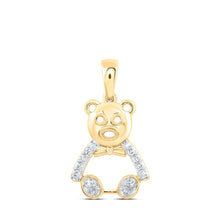 Load image into Gallery viewer, Whimsical Gold Teddy Bear Diamond Pendant - Top View
