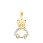 Whimsical Gold Teddy Bear Diamond Pendant - Top View