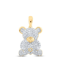 Load image into Gallery viewer, Enchanting Teddy Bear Diamond Pendant in 10kt Yellow Gold - Top View