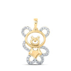 Enchanting Teddy Bear Diamond Pendant - Top View