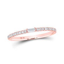 Load image into Gallery viewer, Radiant Rose Gold Baguette Diamond Band Ring - A Dazzling Symbol of Love and Elegance - Alternate view 1 from Splendid Jewellery
