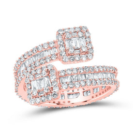 Radiant Rose Gold Baguette Diamond Eternity Cuff Ring - 1-1/2 Cttw - Alternate view 1 from Splendid Jewellery