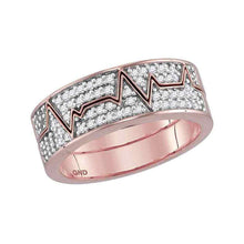 Load image into Gallery viewer, Radiant Rose Gold Diamond Heartbeat Band Ring - Alternate view 1 from Splendid Jewellery