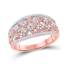 Load image into Gallery viewer, Radiant Rose Gold Diamond Band - A Timeless Treasure in 10kt Rose Gold with Sparkling Round Diamonds 1/4 Cttw - Alternate view 1 from Splendid Jewellery