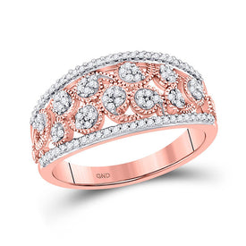 Radiant Rose Gold Diamond Band - A Timeless Treasure in 10kt Rose Gold with Sparkling Round Diamonds 1/4 Cttw - Alternate view 1 from Splendid Jewellery