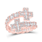 Rose Gold Diamond Cross Cuff Band Ring - A Captivating Masterpiece Top view from the 10Kt Rose Gold Womens Round Diamond Cross Cuff Band Ring 1 Cttwpin219965 collection by Splendid Jewellery