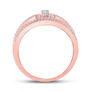 Diamond Band | 10kt Rose Gold Womens Round Diamond Fashion 3-stone Ring 3/8 Cttw | Splendid Jewellery GND