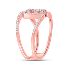 Load image into Gallery viewer, Radiant Rose Gold Diamond Trio Ring - A Timeless Symbol of Love and Elegance Side 2 view from the 10Kt Rose Gold Womens Round Diamond Fashion 3 Stone Ring 3 8 Cttwpin285788 collection by Splendid Jewellery