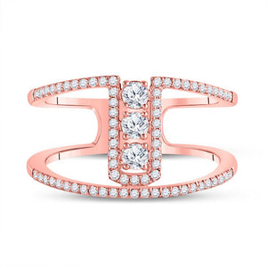 Diamond Band | 10kt Rose Gold Womens Round Diamond Fashion 3-stone Ring 3/8 Cttw | Splendid Jewellery GND