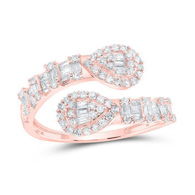 Rose Gold Diamond Cuff Band Ring: A Captivating Statement of Elegance Top view from the 10Kt Rose Gold Womens Round Diamond Pear Cuff Band Ring 5 8 Cttwpin219947 collection by Splendid Jewellery