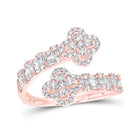 Rose Gold Diamond Quatrefoil Cuff Band Ring - A Timeless Treasure of Elegance and Brilliance Top view from the 10Kt Rose Gold Womens Round Diamond Quatrefoil Cuff Band Ring 3 4 Cttwpin219960 collection by Splendid Jewellery