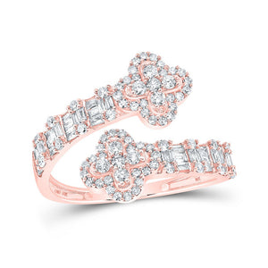 Diamond Band | 10kt Rose Gold Womens Round Diamond Quatrefoil Cuff Band Ring 3/4 Cttw | Splendid Jewellery GND