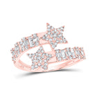 Radiant Starburst Diamond Cuff Band Ring Top view from the 10Kt Rose Gold Womens Round Diamond Star Cuff Band Ring 5 8 Cttwpin219994 collection by Splendid Jewellery
