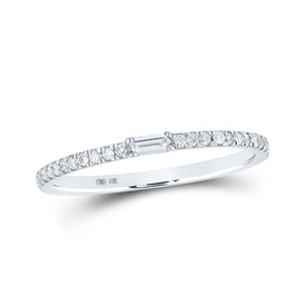 Baguette Brilliance | 10kt White Gold Womens Baguette Diamond Band Ring 1/6 Cttw - Alternate view 1 from Splendid Jewellery