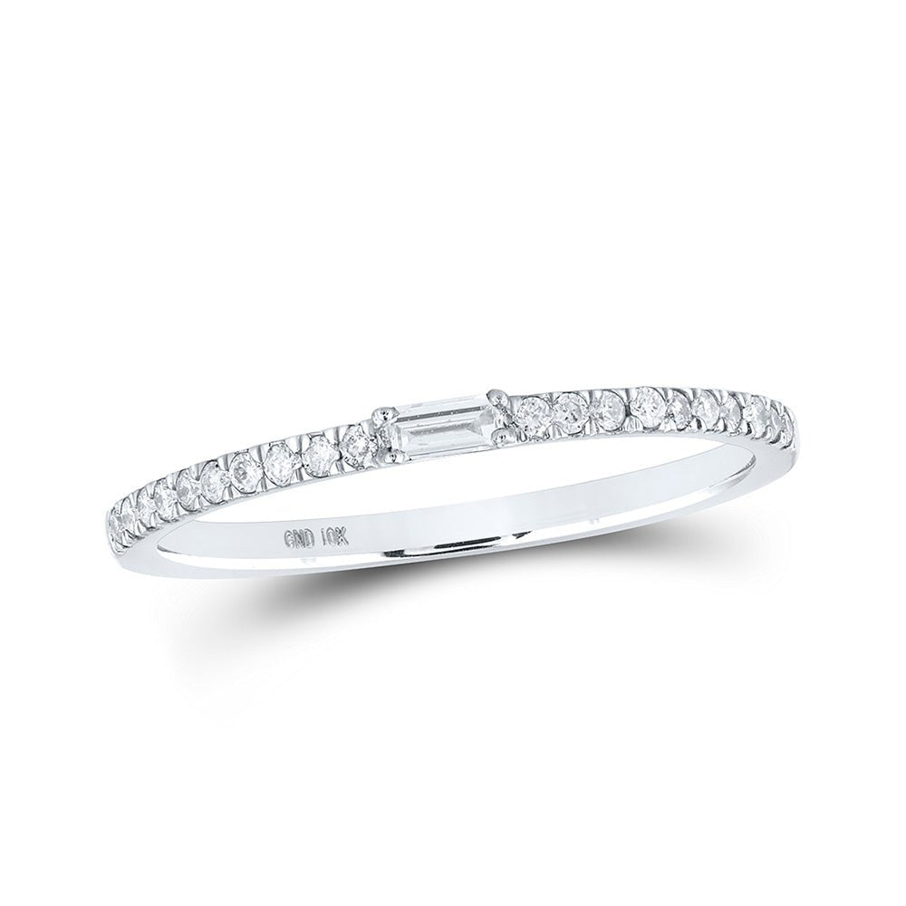 Diamond Band | 10kt White Gold Womens Baguette Diamond Band Ring 1/6 Cttw | Splendid Jewellery GND