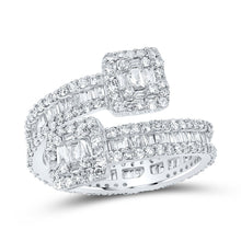 Load image into Gallery viewer, Dazzling Brilliance | 10kt White Gold Baguette Diamond Cuff Eternity Band Ring 1-1/2 Cttw - Alternate view 1 from Splendid Jewellery
