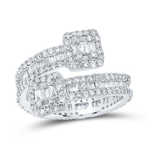 Diamond Band | 10kt White Gold Womens Baguette Diamond Cuff Eternity Band Ring 1-1/2 Cttw | Splendid Jewellery GND