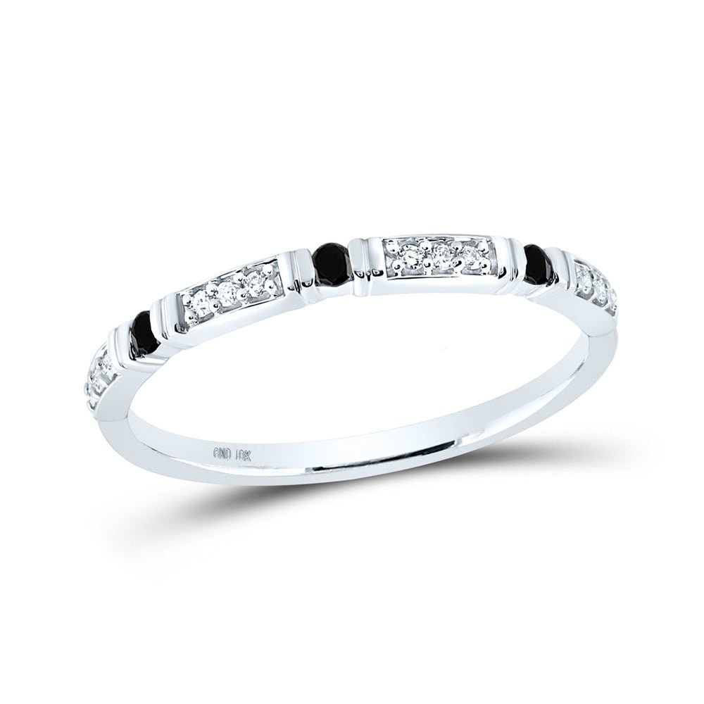 Diamond Band | 10kt White Gold Womens Round Black Color Enhanced Diamond Band Ring 1/10 Cttw | Splendid Jewellery GND