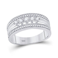 Load image into Gallery viewer, Radiant Brilliance: 10kt White Gold 5-Stone Diamond Band Ring Top view from the 10Kt White Gold Womens Round Diamond 5 Stone Band Ring 1 3 Cttwpin282715 collection by Splendid Jewellery