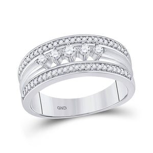 Diamond Band | 10kt White Gold Womens Round Diamond 5-Stone Band Ring 1/3 Cttw | Splendid Jewellery GND