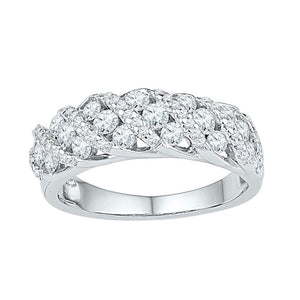 Diamond Band | 10kt White Gold Womens Round Diamond Alternating Stripe Band Ring 1 Cttw | Splendid Jewellery GND