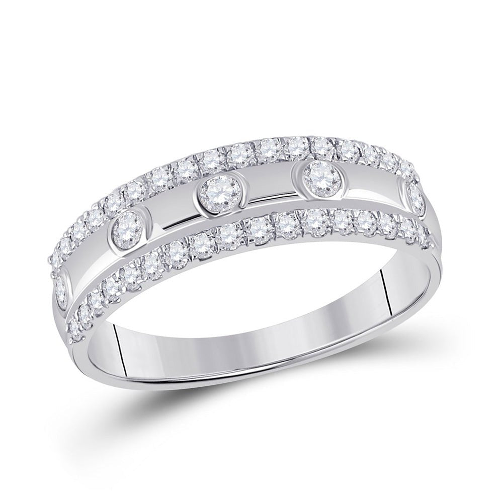 Diamond Band | 10kt White Gold Womens Round Diamond Anniversary Ring 1/2 Cttw | Splendid Jewellery GND