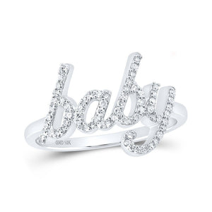 Diamond Band | 10kt White Gold Womens Round Diamond BABY Band Ring 1/4 Cttw | Splendid Jewellery GND