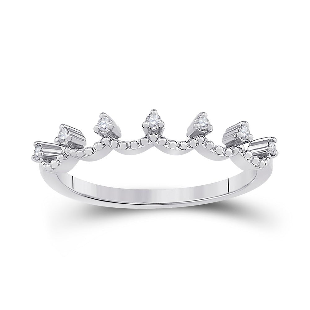 Diamond Band | 10kt White Gold Womens Round Diamond Band Ring 1/12 Cttw | Splendid Jewellery GND