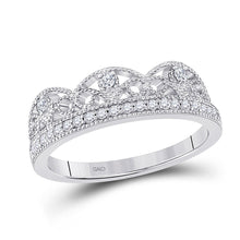 Load image into Gallery viewer, Dazzling Brilliance | 10kt White Gold Womens Round Diamond Band Ring 1/5 Cttw | Splendid Jewellery Top view from the 10Kt White Gold Womens Round Diamond Band Ring 1 5 Cttwpin280524 collection by Splendid Jewellery