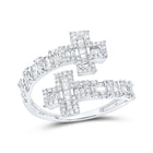 Splendid Jewellery's Diamond Elegance Cross Cuff Band Ring Top view from the 10Kt White Gold Womens Round Diamond Cross Cuff Band Ring 3 4 Cttwpin219968 collection by Splendid Jewellery