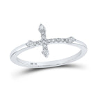 10kt White Gold Womens Round Diamond Cross Ring - A Captivating Symbol of Elegance and Faith Top view from the 10Kt White Gold Womens Round Diamond Cross Ring 1 10 Cttwpin212992 collection by Splendid Jewellery