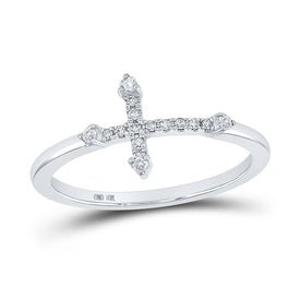 10kt White Gold Womens Round Diamond Cross Ring - A Captivating Symbol of Elegance and Faith Top view from the 10Kt White Gold Womens Round Diamond Cross Ring 1 10 Cttwpin212992 collection by Splendid Jewellery