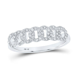 Dazzling Diamond Delight | 10kt White Gold Womens Round Diamond Cuban Link Band Ring 1/3 Cttw Top view from the 10Kt White Gold Womens Round Diamond Cuban Link Band Ring 1 3 Cttwpin286530 collection by Splendid Jewellery